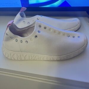 DKNY Kids White and Pink Slip-On Sneakers